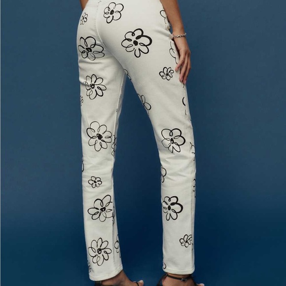 NWT Reformation Julianna Zip Mid Rise Straight Leg Jeans in Floral Scribble - Picture 8 of 9